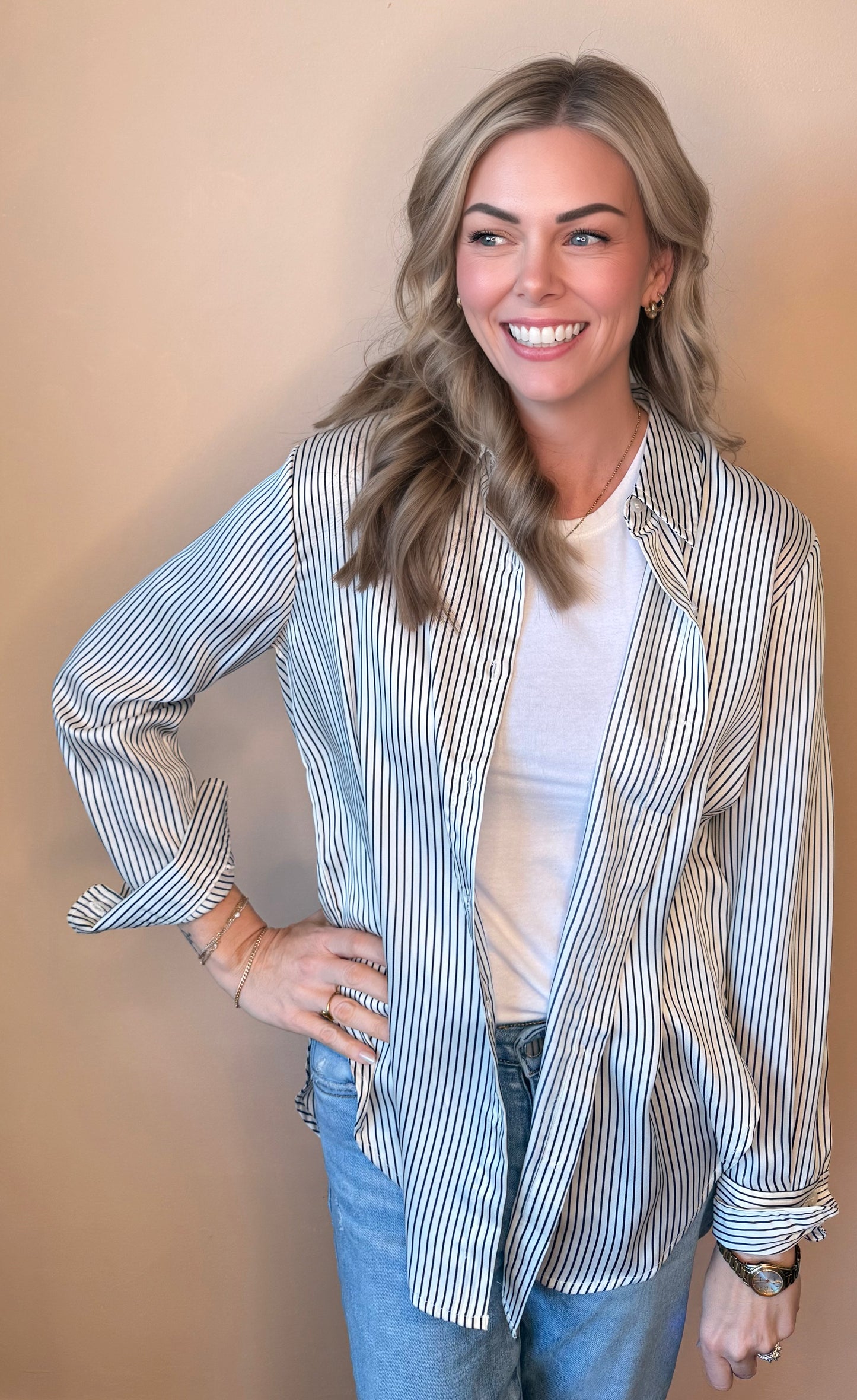 Pinstripe Button Down Shirt