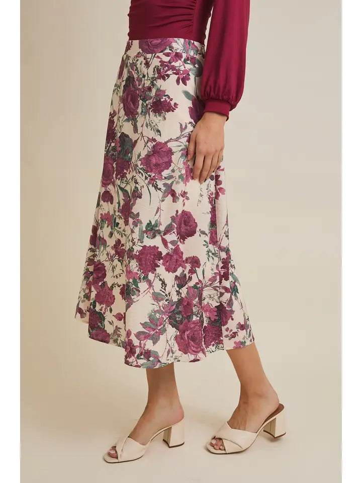 Flare Floral Midi Skirt