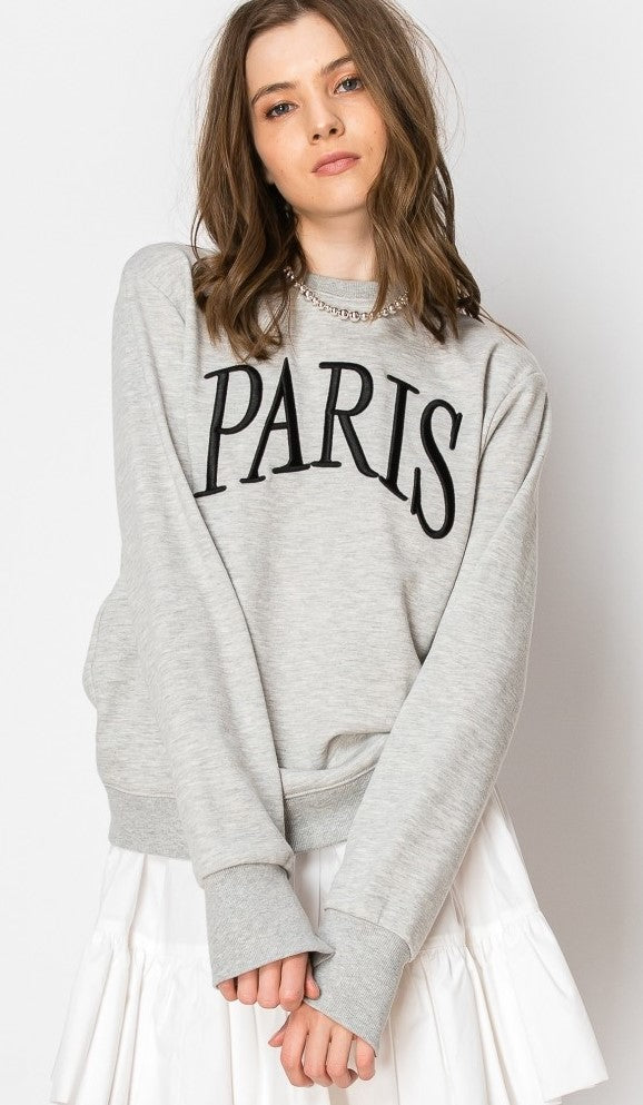 Paris Embroidered French Terry Sweatshirt