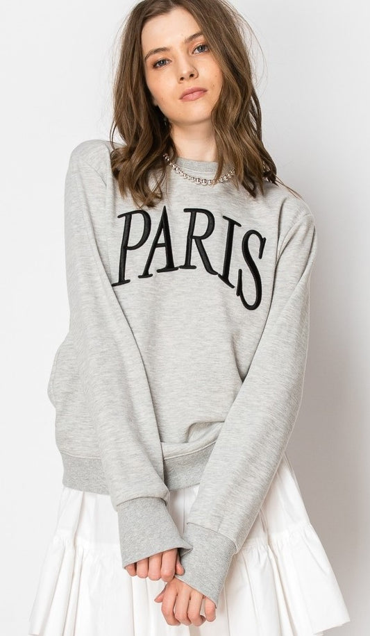 Paris Embroidered French Terry Sweatshirt