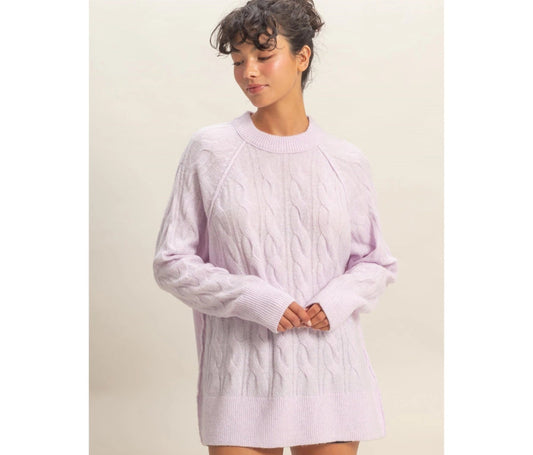 Lavender Dreams Cable Knit Sweater