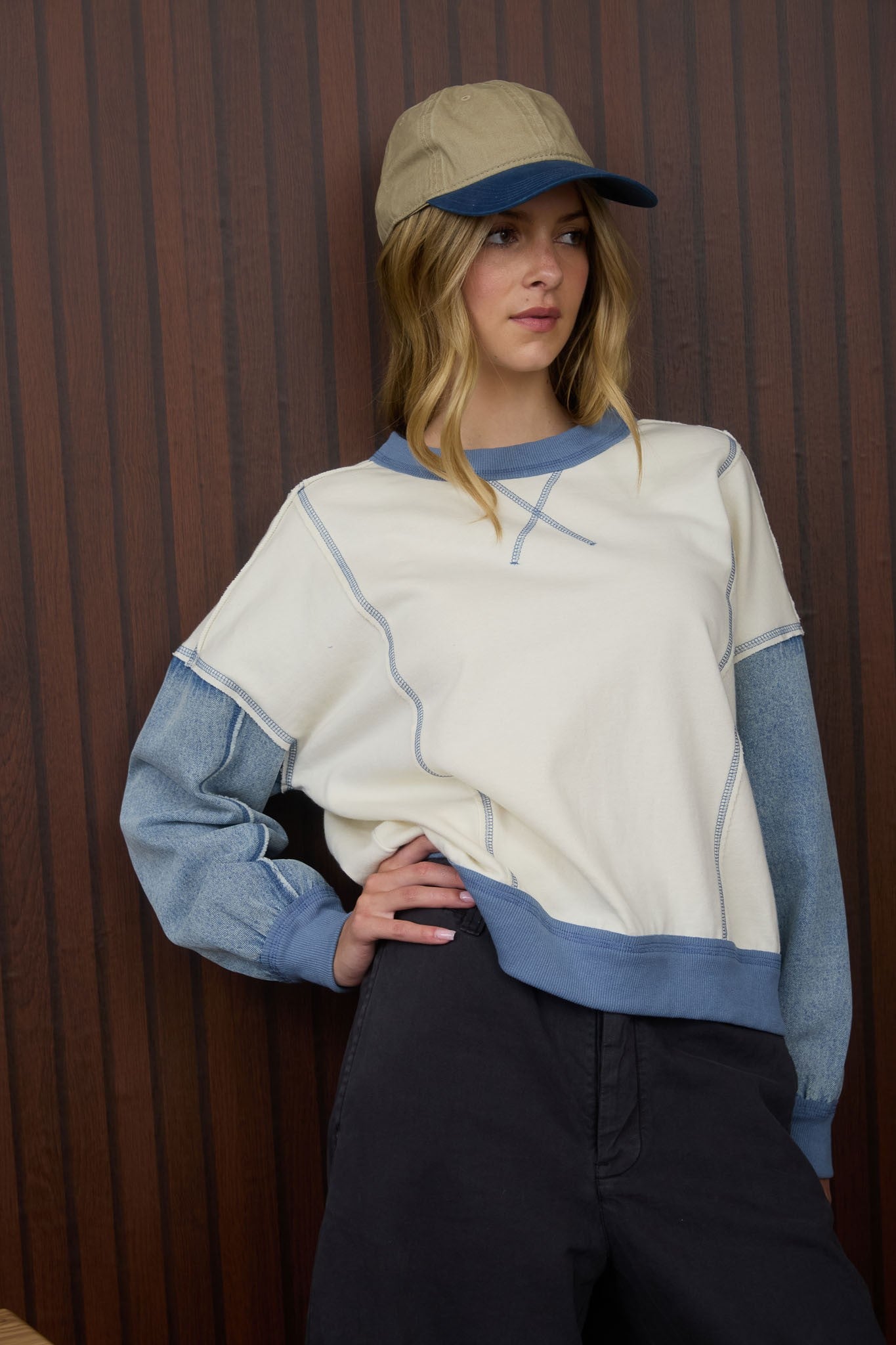 Mellie Mixed Fabric Sweatshirt