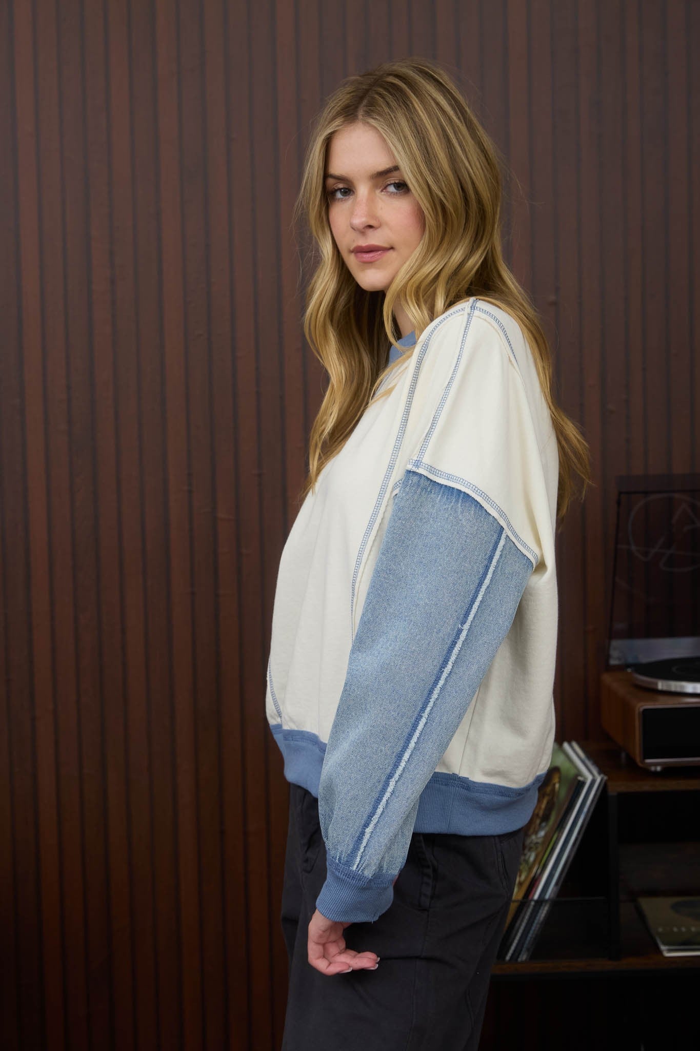 Mellie Mixed Fabric Sweatshirt