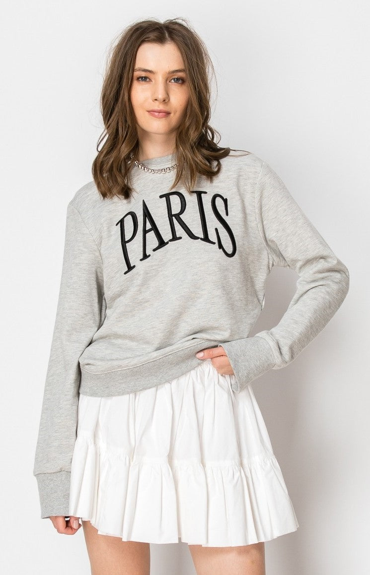 Paris Embroidered French Terry Sweatshirt