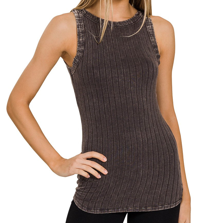 Billie Ribbed High Neck Tank