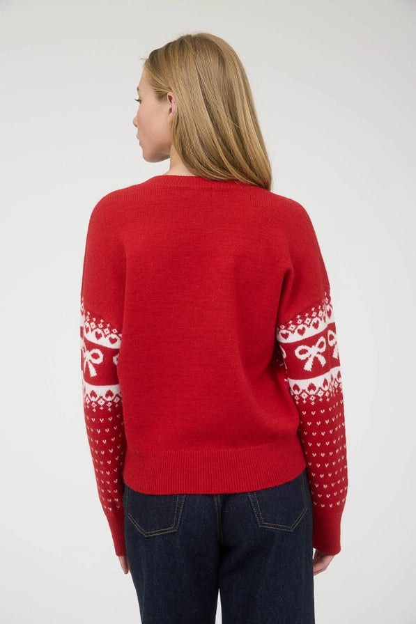Bow Fairisle Holiday Sweater