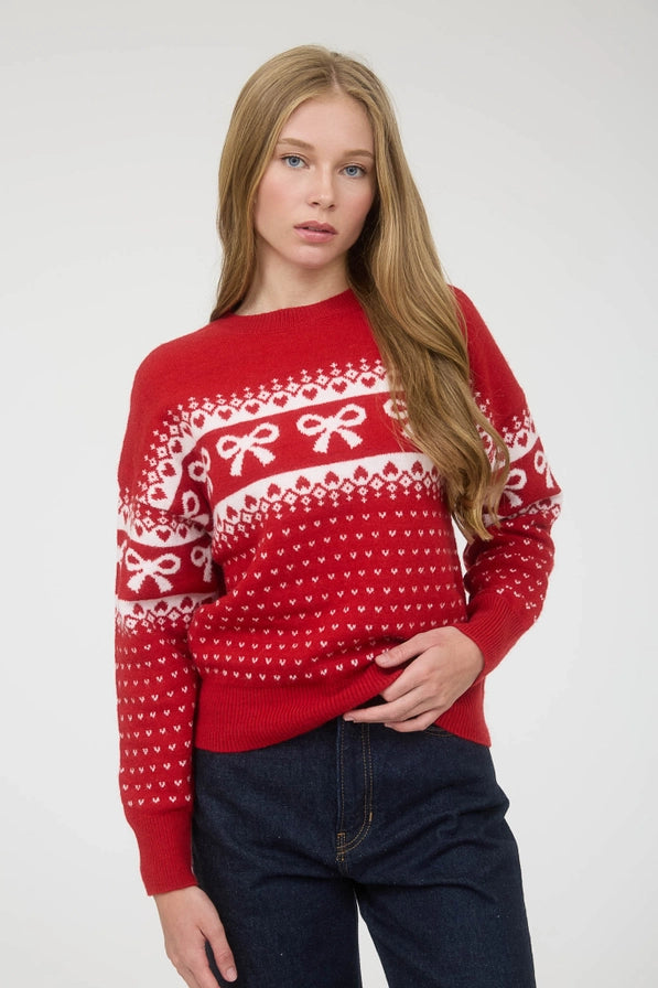 Bow Fairisle Holiday Sweater