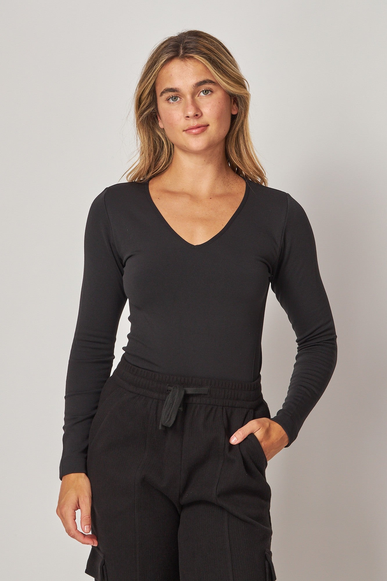 V-Neck Fleece Lined Top