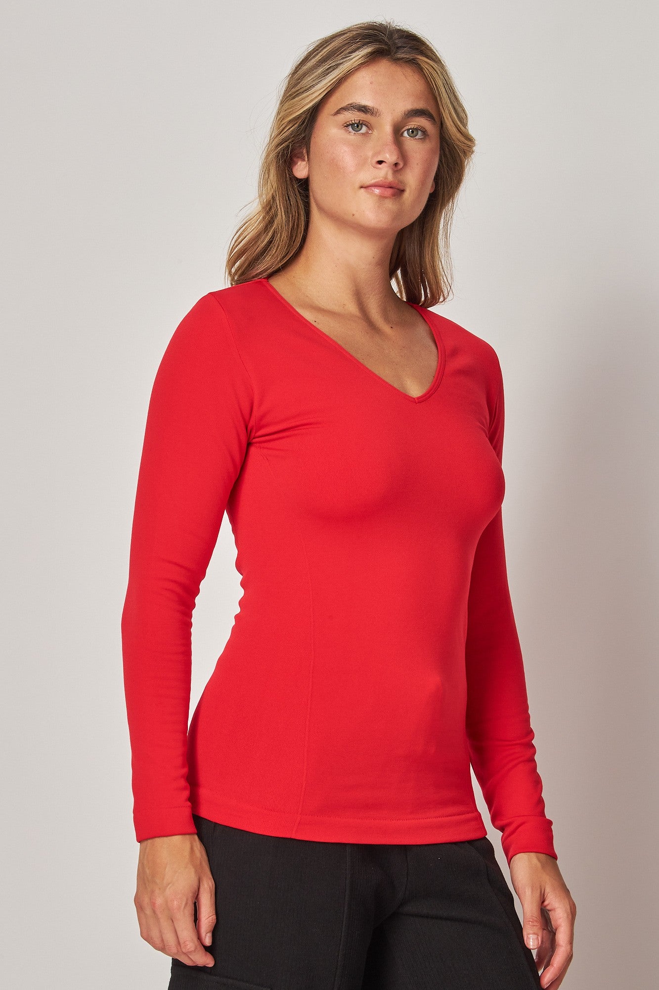 V-Neck Fleece Lined Top