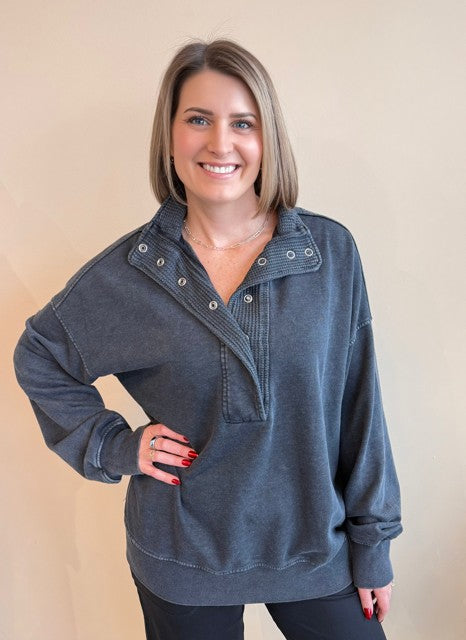 Rae French Terry Snap Sweatshirt