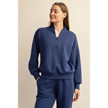 Rae Luxe Scuba Half Zip Sweatshirt