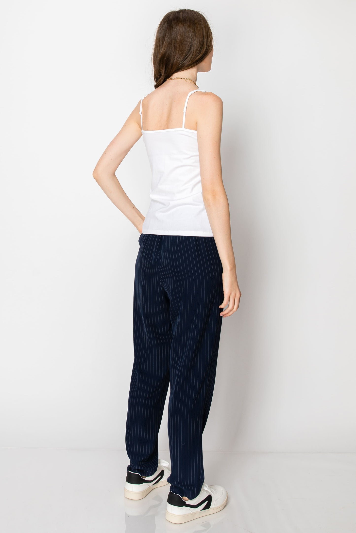 Drawstring Pinstripe Pants