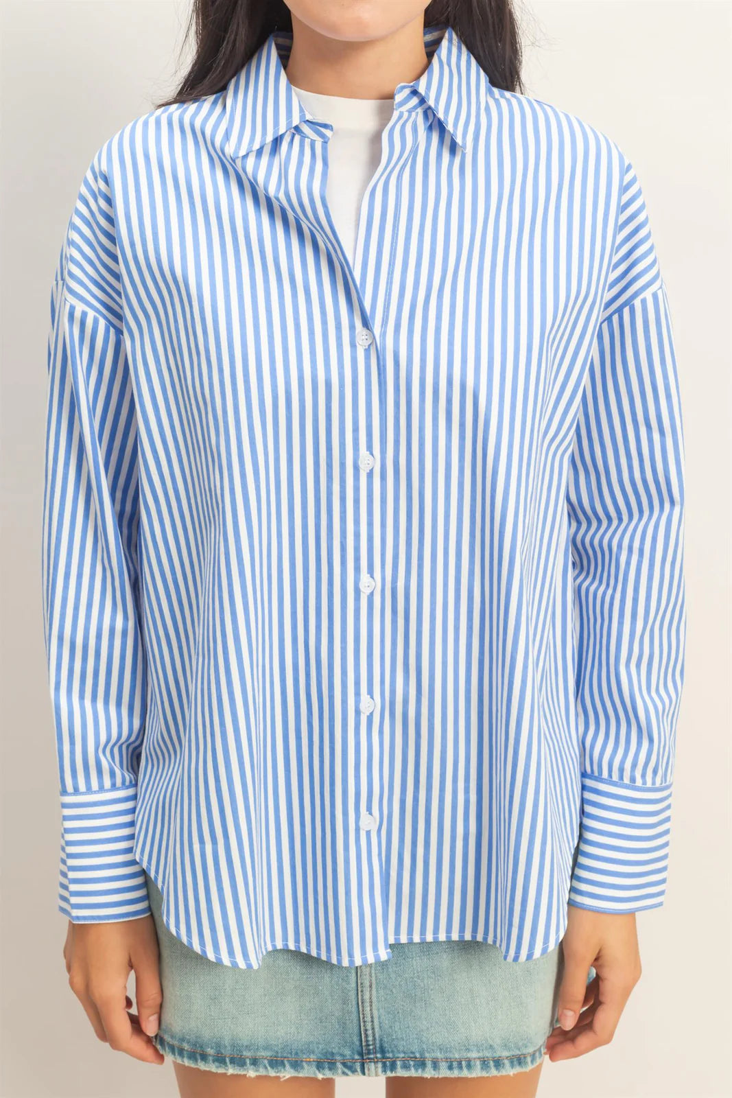 Chic Stripes Button Up Blouse