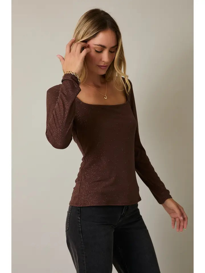 Square Neck Metallic Top