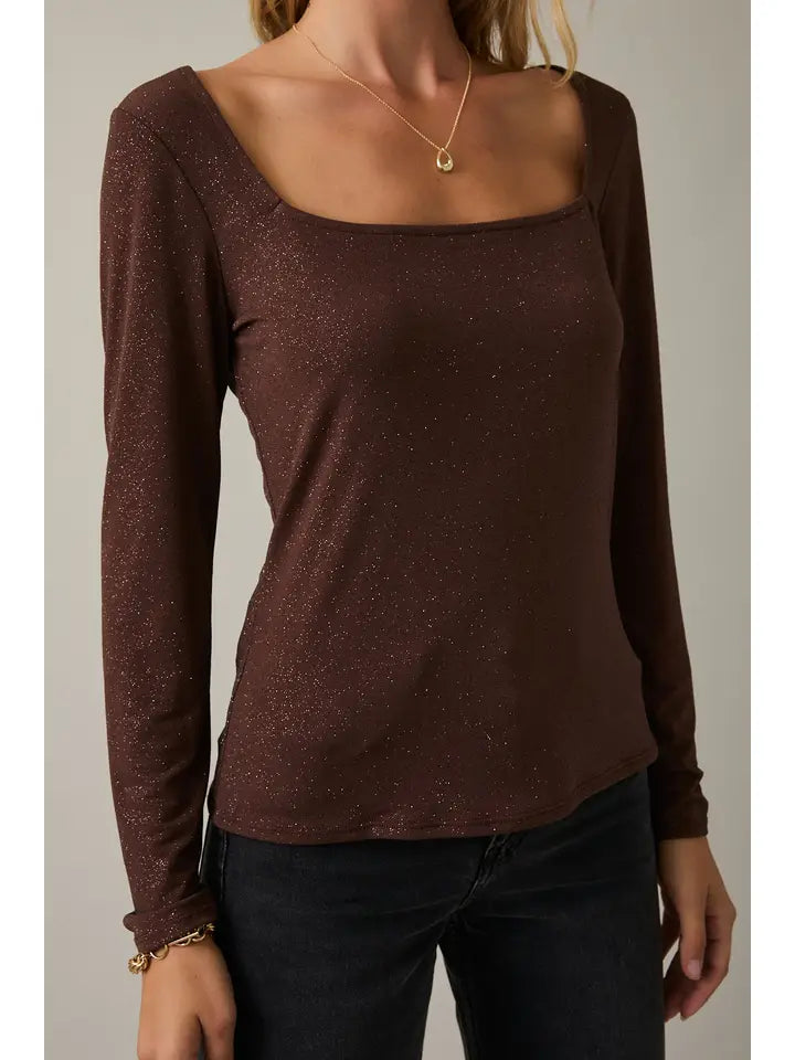 Square Neck Metallic Top