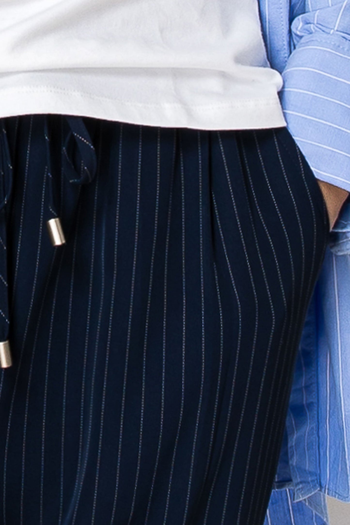 Drawstring Pinstripe Pants