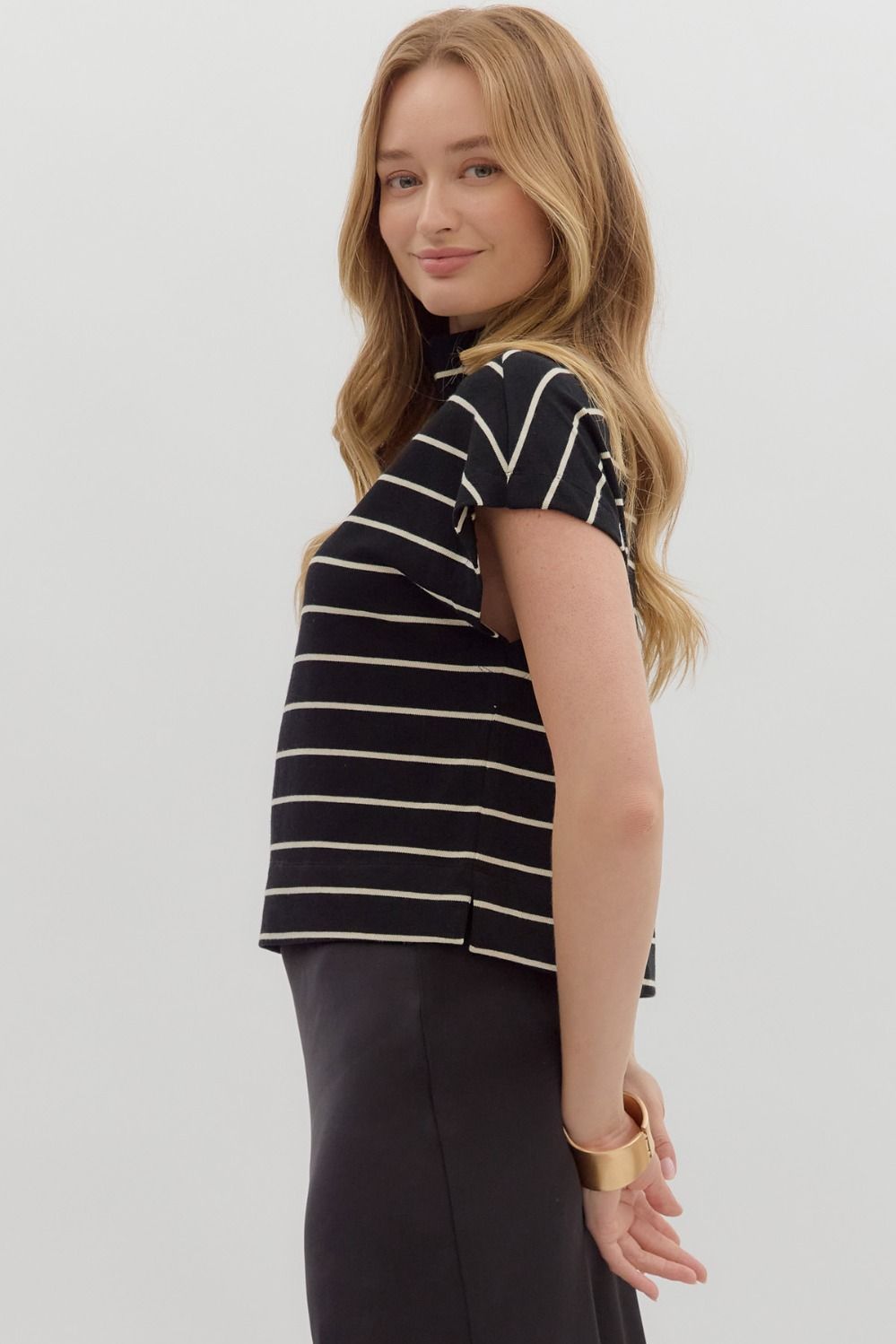 Fallon Striped Mockneck Top