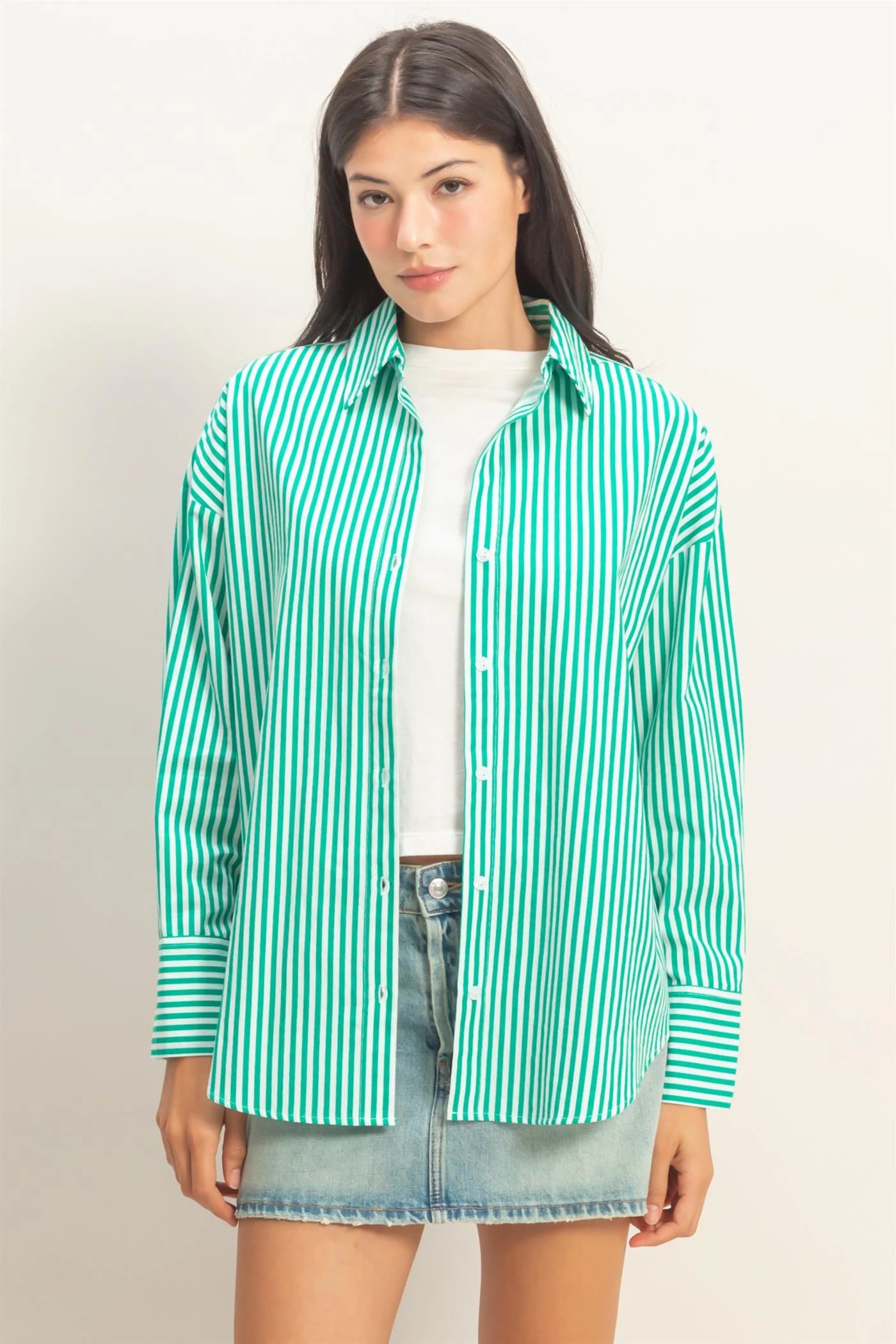 Chic Stripes Button Up Blouse
