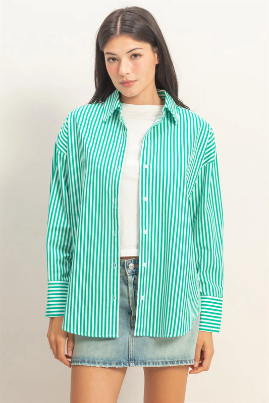 Chic Stripes Button Up Blouse