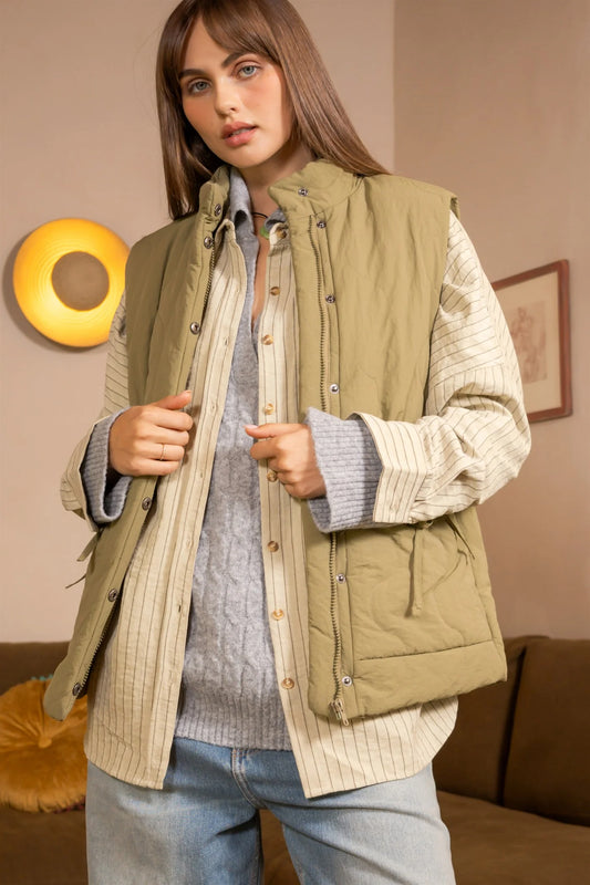 Wave Quilted Puffer Vest