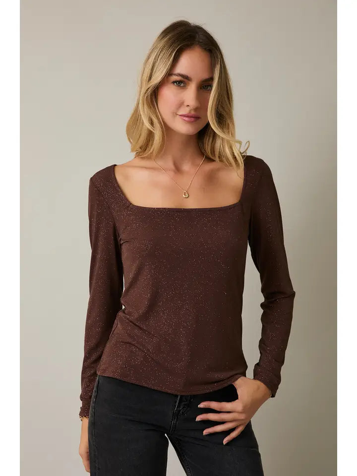 Square Neck Metallic Top