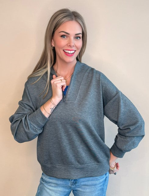 Rae Luxe Scuba Half Zip Sweatshirt